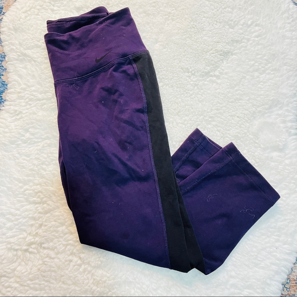 Nike Swoosh Purple and Black Athletic Leggings